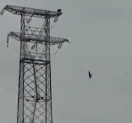 VIDEO Si lanciano dal traliccio dell'alta tensione e atterrano con il paracadute