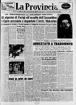 Gli algerini di Parigi all'assalto dell'Assemblea
A Cipro arrestato e deportato l'Arciv. Makarios