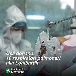 Gli Usa donano 10 respiratori polmonari alla Lombardia