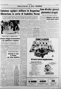Fulmineo «golpe» militare in Argentina