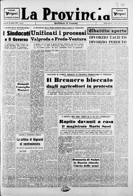 Rapito davanti a casa il magistrato Mario Sossi