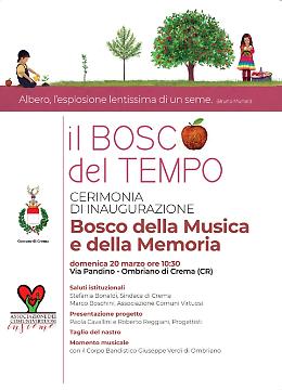 Bosco del Tempo e della Memoria, domenica cerimonia d'inaugurazione