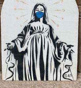 Il Banksy padano disegna la «Sancta covid»