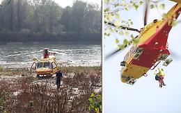 Cade con la moto a pochi metri dal Po, recuperato dall’elicottero del soccorso alpino di Brescia 