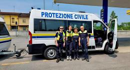 La protezione civile a Massa Lombarda, in provincia di Ravenna, per fronteggiare l'emergenze