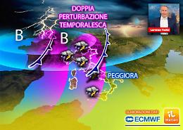 Doppia perturbazione in arrivo, poi crollo termico