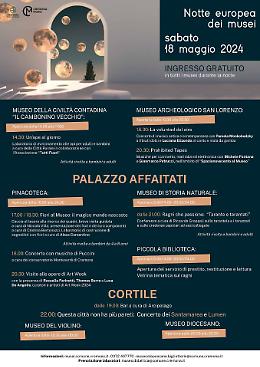Notte Europea dei Musei, sabato 18 maggio aperture straordinarie e gratuite