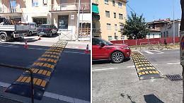 Riposizionato il dissuasore di velocità in via Carlo Urbino