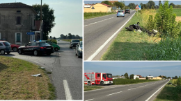 Scontro auto-moto, motociclista sbalzato nel fosso: è grave