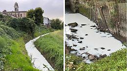 Fosso completamente bianco, prelievi dell'Arpa in corso