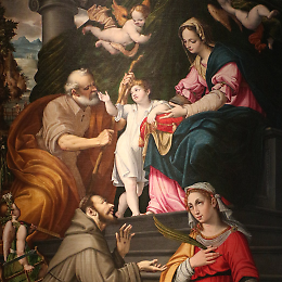 Storia e dettagli di "Madonna col bambino e santi" di Andrea Mainardi