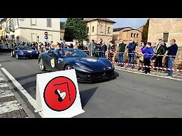 VIDEO Pandino, 1000 Miglia: le Ferrari sfilano davanti al castello visconteo