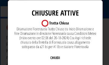 Maltempo, bretella di Fiorenzuola chiusa