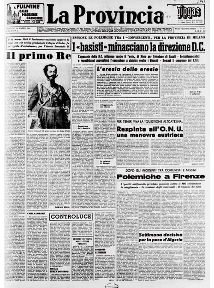 1861: proclamazione del Regno d'Italia