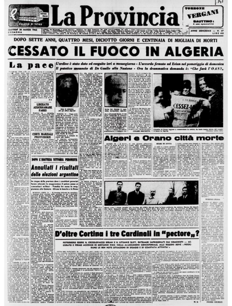 Firmato l'armistizio tra Francia e Algeria