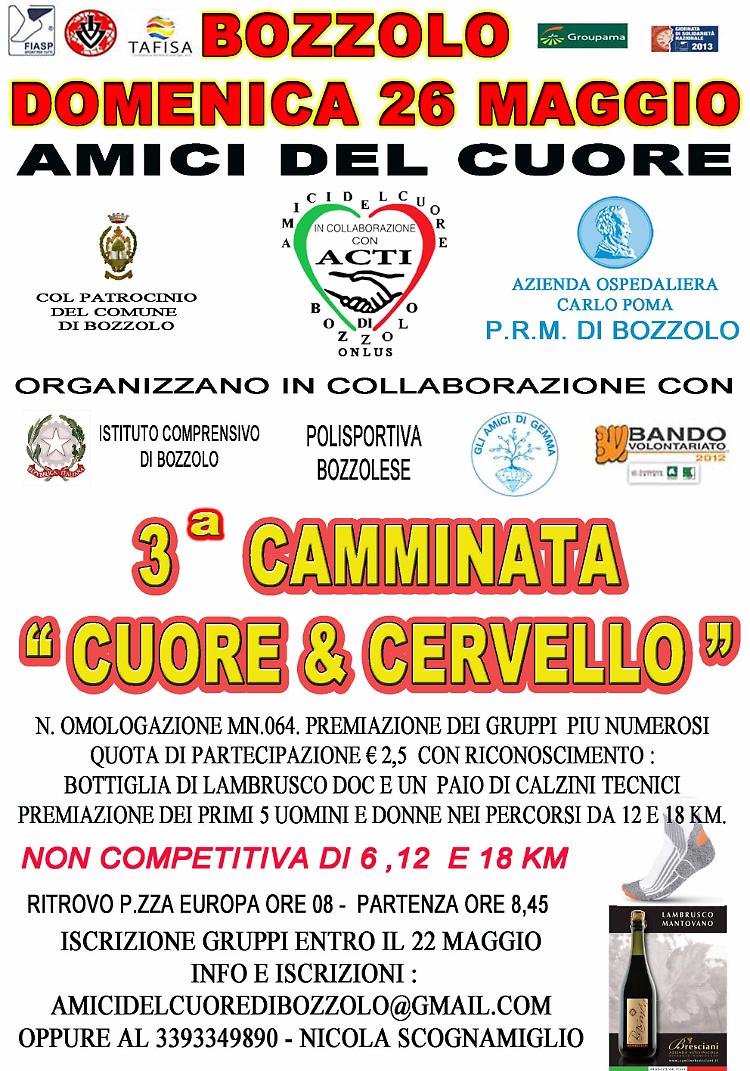 Domenica 26 la terza edizione della camminata 'Cuore e Cervello'