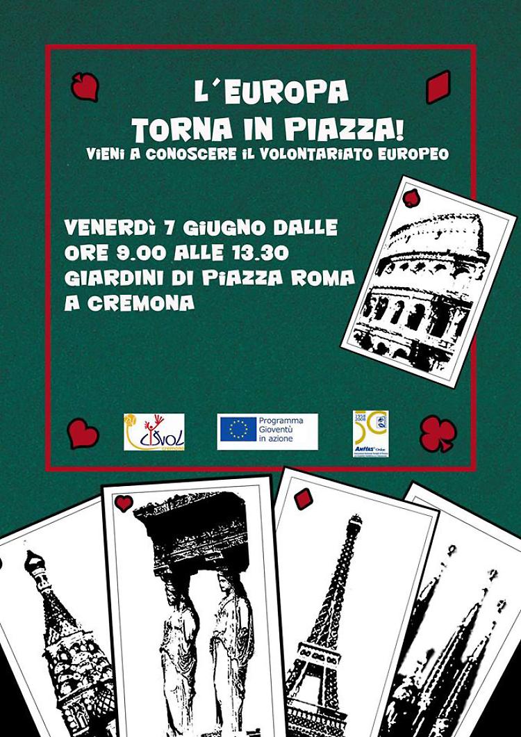Venerdì a Cremona ''L'Europa torna in piazza'' con il Cisvol