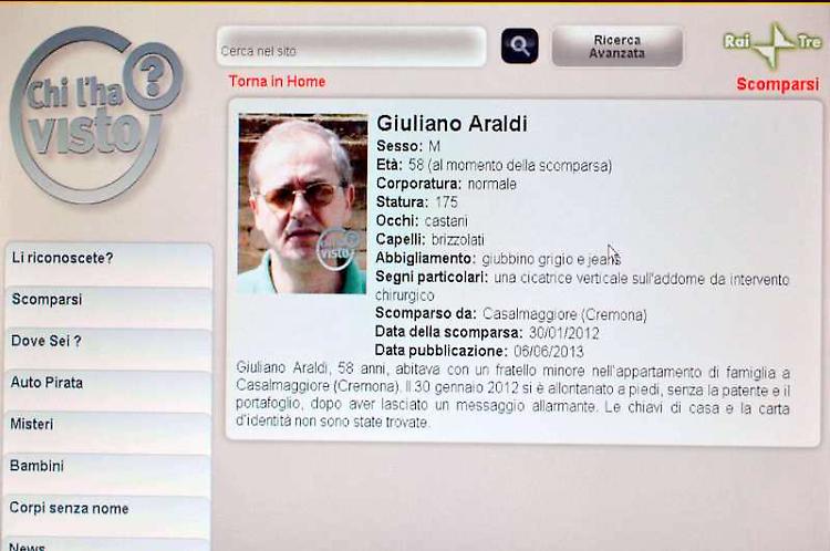 Chi ha visto Giuliano Araldi?