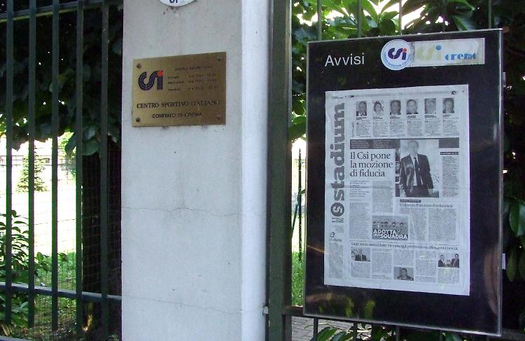 L'ingresso della sede del Csi Crema