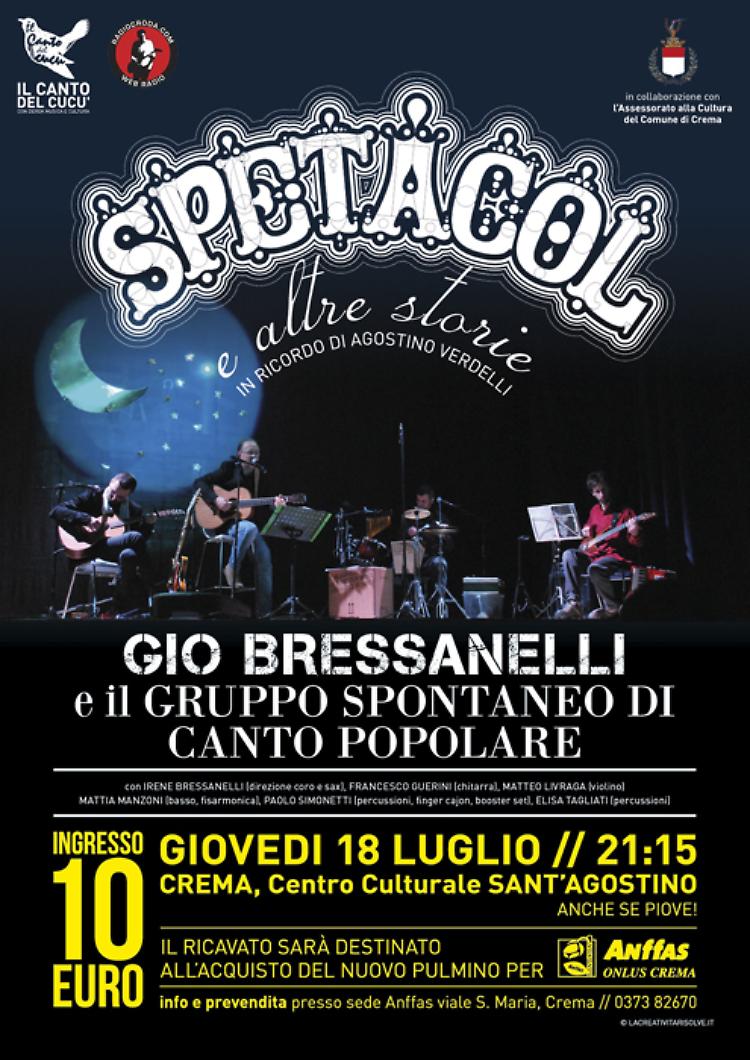 Giò Bressanelli in concerto giovedì 18 per Anffas
