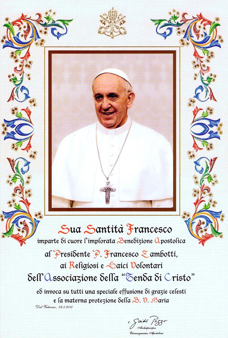 Per le Tende di Cristo la benedizione di Papa Francesco