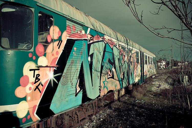 Graffiti su un treno