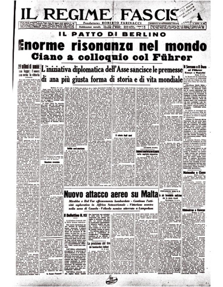 Patto di Berlino. Enorme risonanza nel mondo: Galeazzo Ciano a colloquio con Hitler