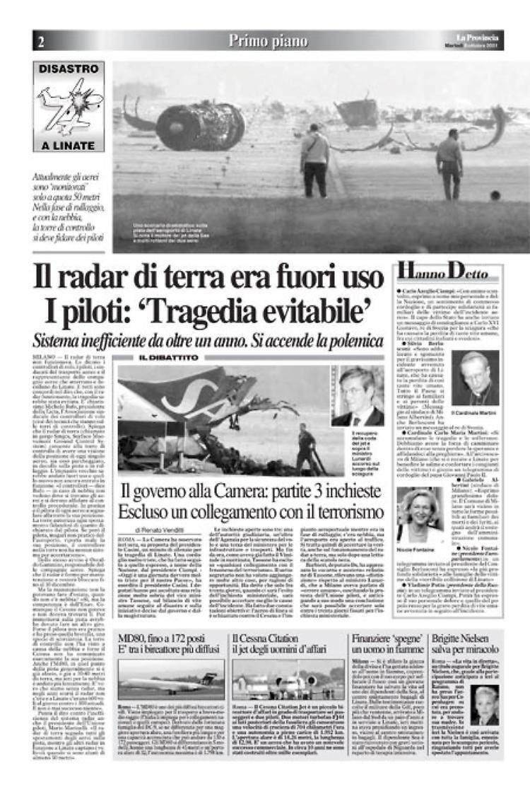 Linate, il più grave incidente aereo mai avvenuto in Italia