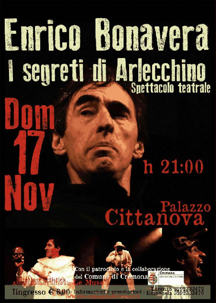 I Segreti di Arlecchino con Enrico Bonavera domenica al Cittanova
