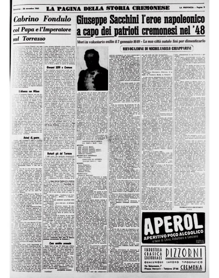 Cabrino Fondulo col Papa e l'Imperatore sul Torrazzo di Cremona