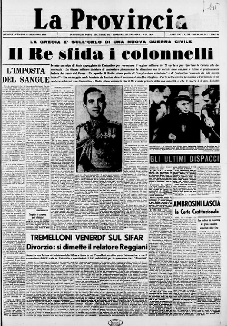 Il re sfida i colonnelli. La Grecia sull'orlo di una nuova guerra civile