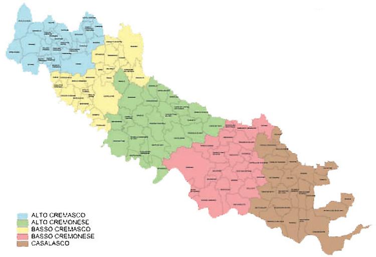 Mappa della provincia di Cremona