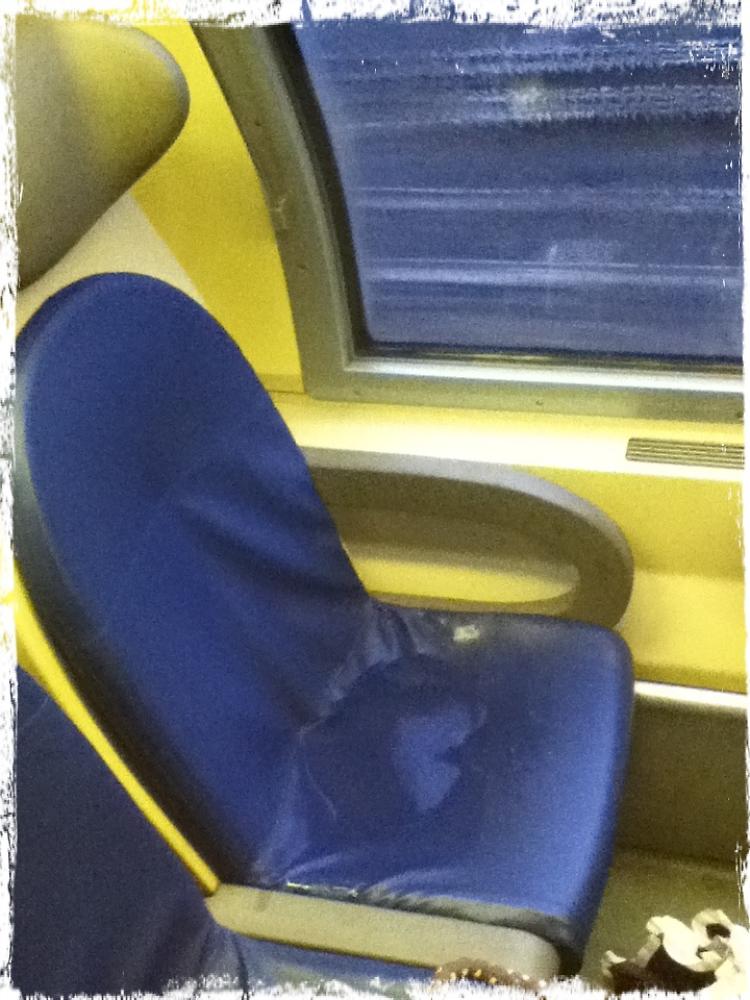 I sedili del treno zuppi d'acqua