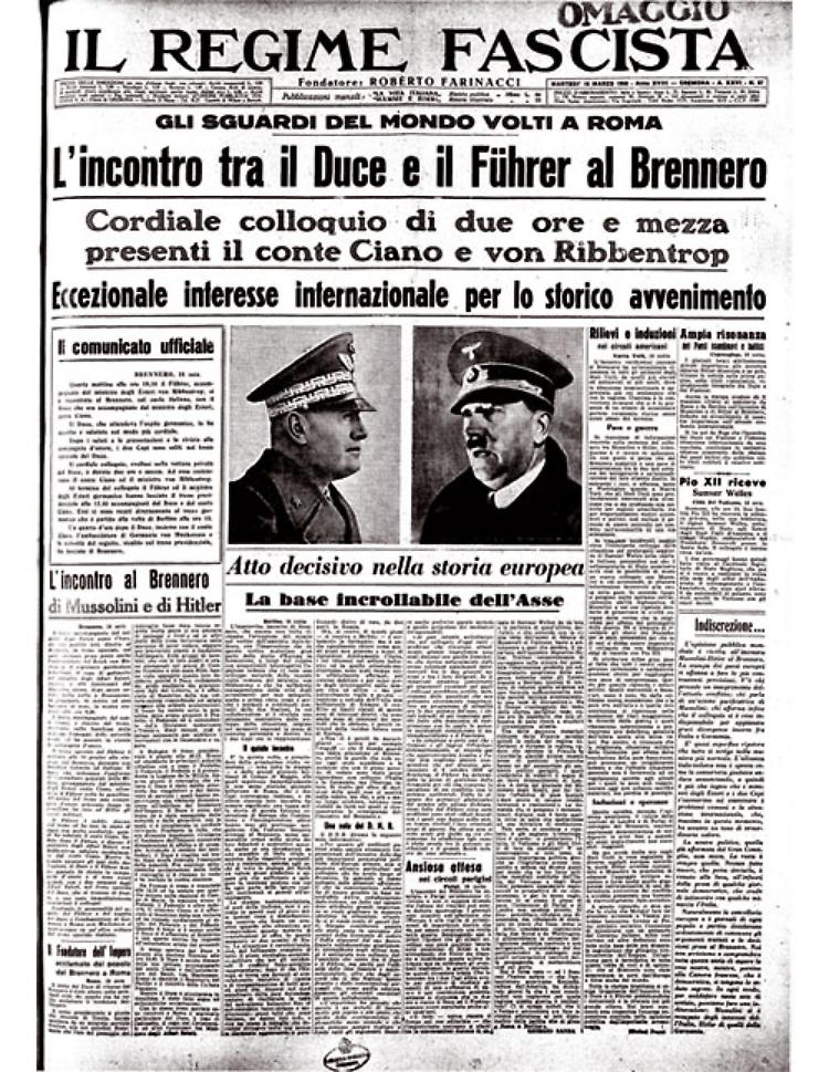 Adolf Hitler e Benito Mussolini si incontrano al Passo del Brennero