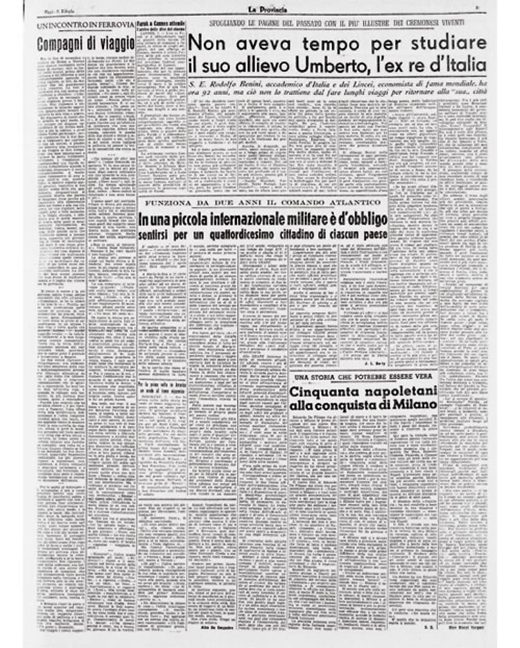 L'ex re Umberto fu allievo di un illustre accademico cremonese