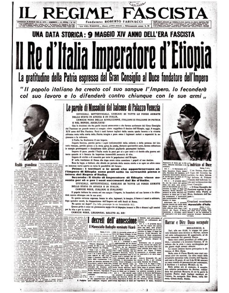 Il re d'Italia, Vittorio Emanuele III, è l'Imperatore d'Etiopia