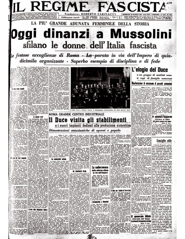 La più grande adunata femminile della storia dinanzi a Mussolini