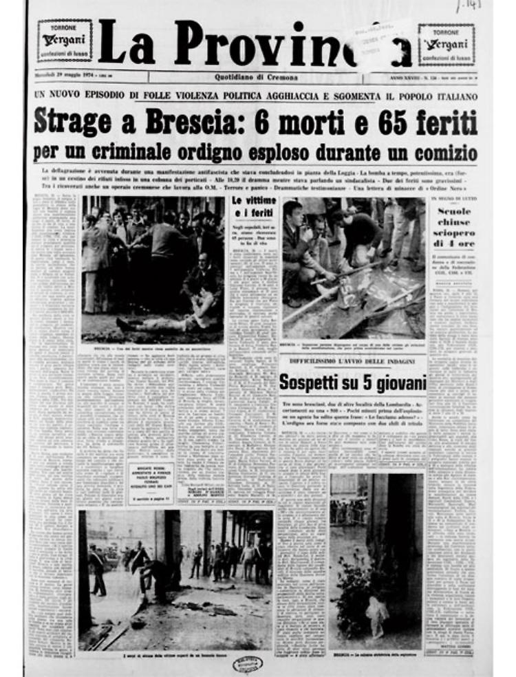 Strage a Brescia: 6 morti e 65 feriti in Piazza della Loggia