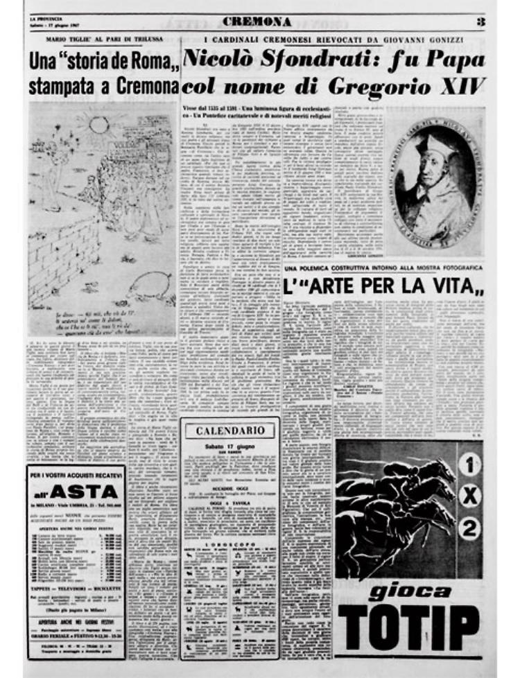 Il cardinale cremonese Nicolò Sfondrati fu Papa col nome di Gregorio XIV