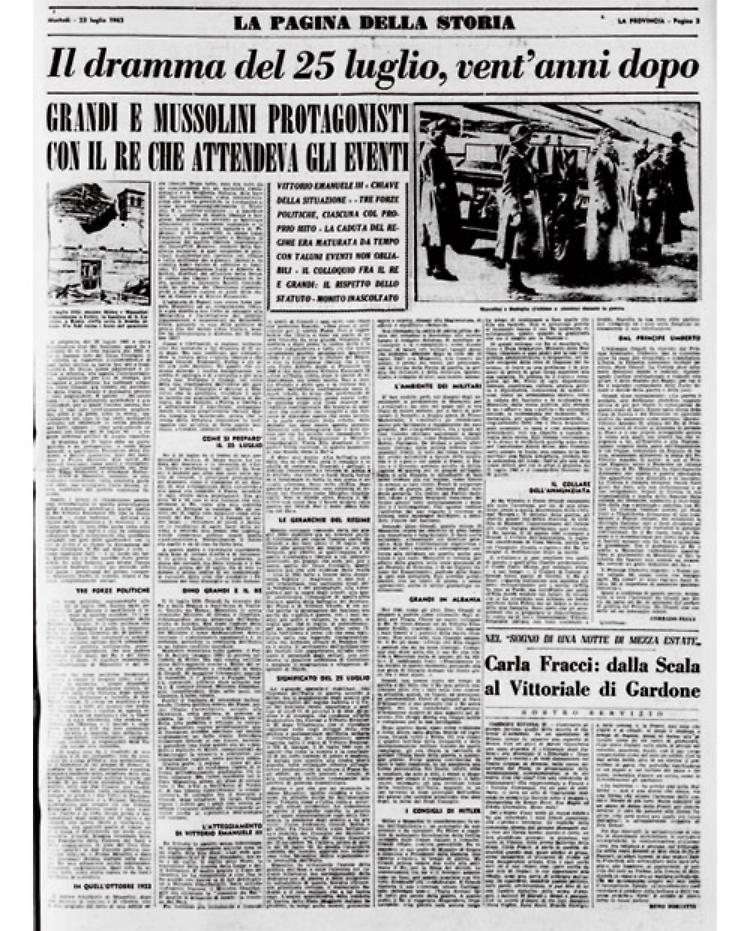 Luglio 1943: dimissioni di Mussolini accettate dal Re e Badoglio Capo del Governo