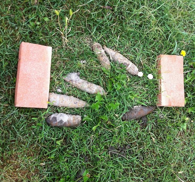 Proiettili di mortaio in giardino