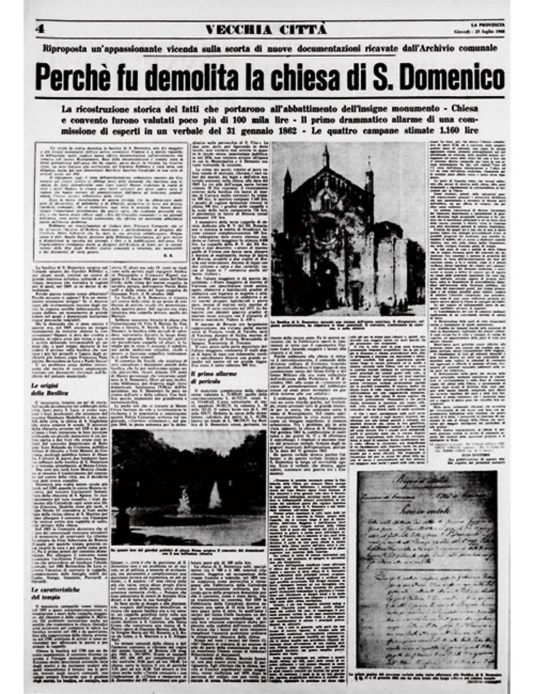 La demolizione della chiesa di San Domenico nel 1868