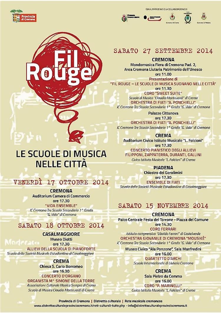 Con la rassegna &lsquo;Fil Rouge&rsquo; concerti per tutto il territorio