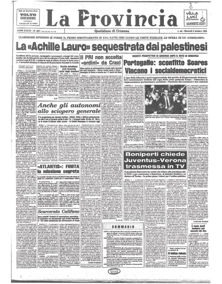 I palestinesi sequestrano l'Achille Lauro, è il primo clamoroso dirottamento di una nave