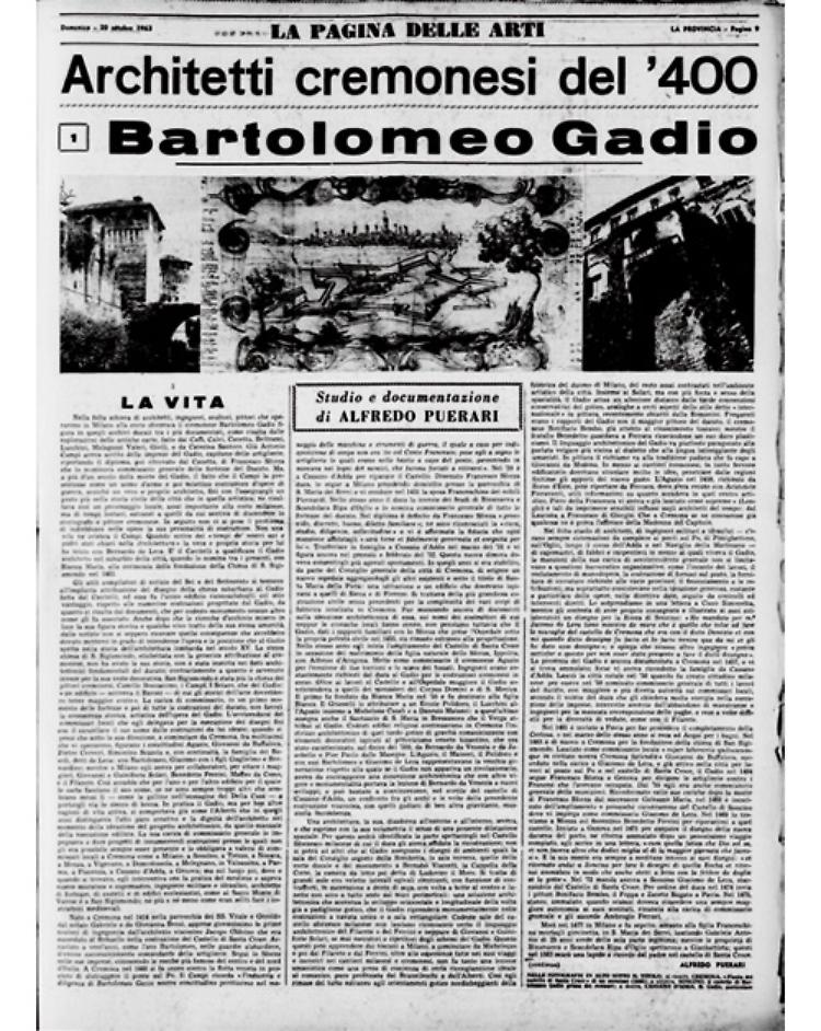 Architetti cremonesi del '400: la figura di Bartolomeo Gadio
