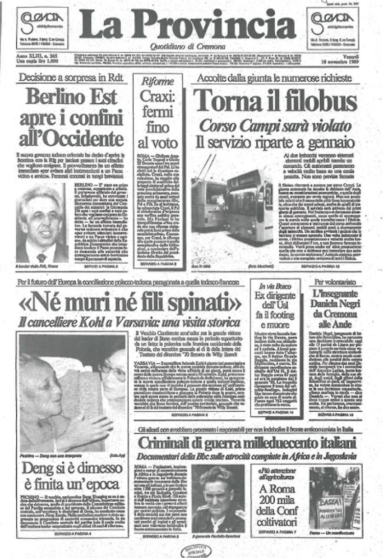 Berlino, cade il muro, finisce un'epoca
