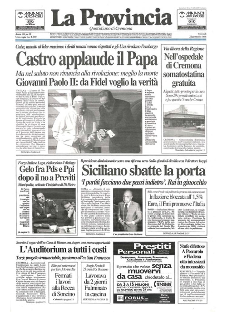  Papa Giovanni Paolo II, in visita apostolica a Cuba, incontra anche Fidel Castro