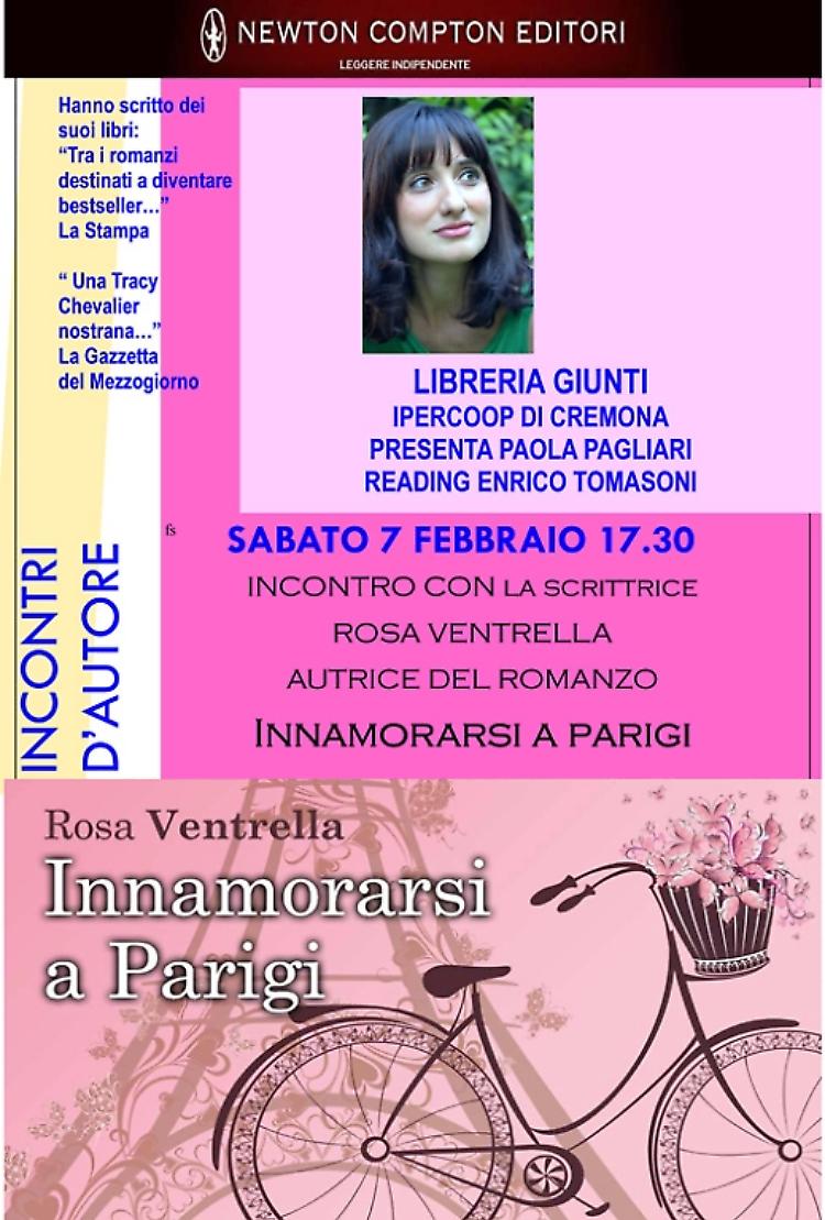 Alla Libreria Giunti la presentazione del nuovo romanzo di Rosa Ventrella 'Innamorarsi a Parigi'