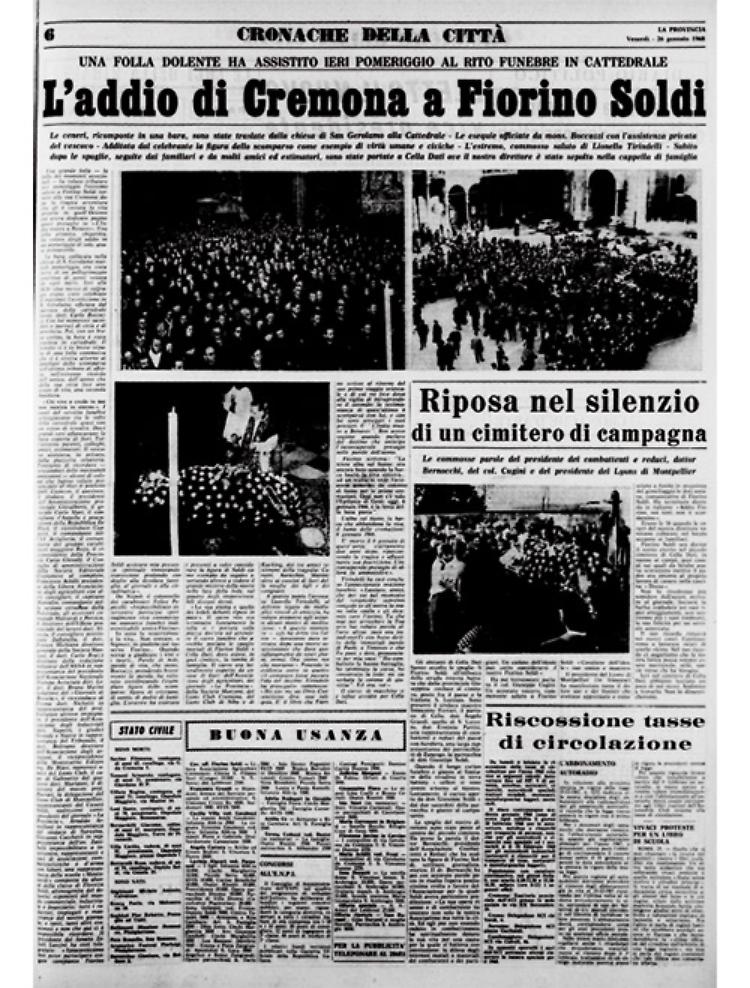 L'addio di Cremona a Fiorino Soldi. E' stato direttore del quotidiano 'La Provincia'