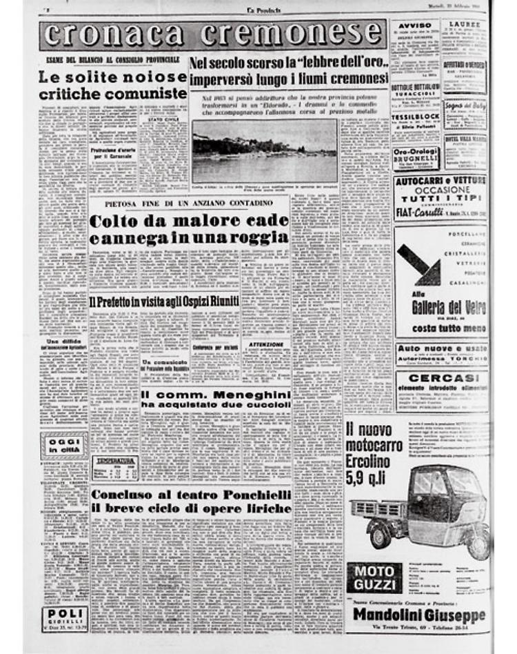 Nel secolo scorso la "febbre dell'oro" imperversò lungo i fiumi cremonesi